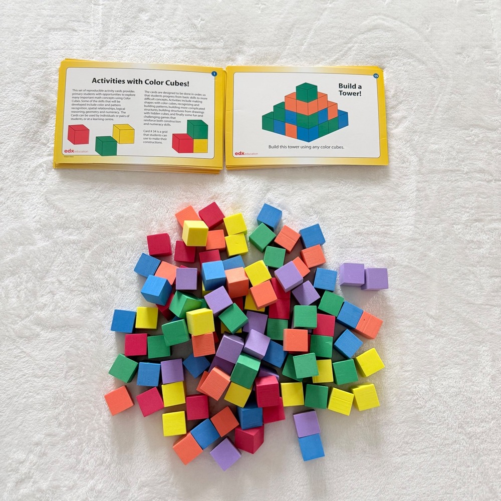 Edx Education Color Cubes Activity Cards Foam Block Learning Set 34 Cards 102 Pc